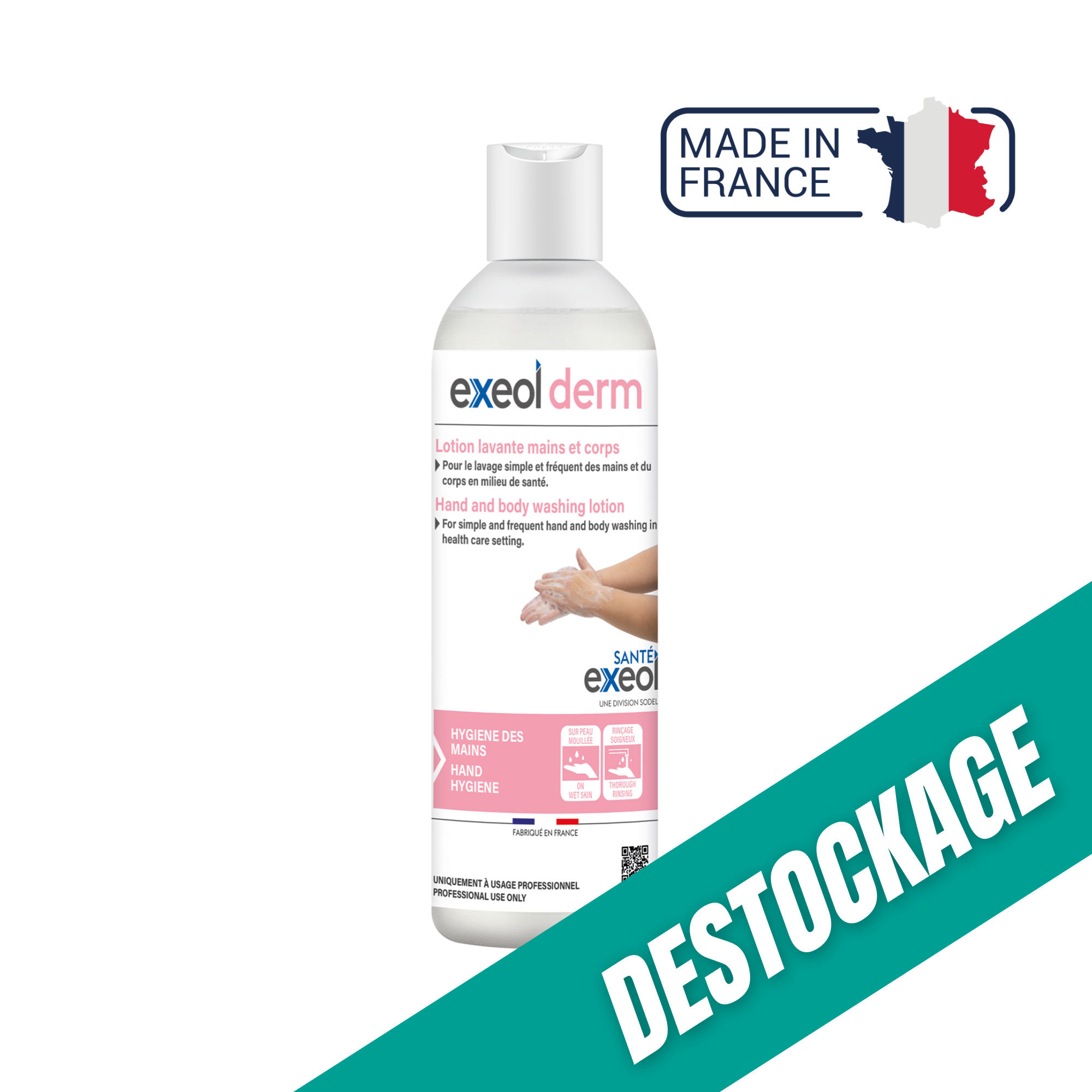 Lotion lavante mains et corps - Exeol derm - Sodel // Destockage