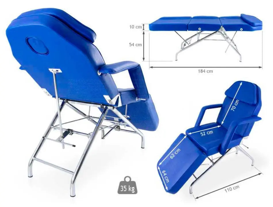 Fauteuil en acier - 3 panneaux avec accoudoirs - Revêtement simili-cuir - My Podologie